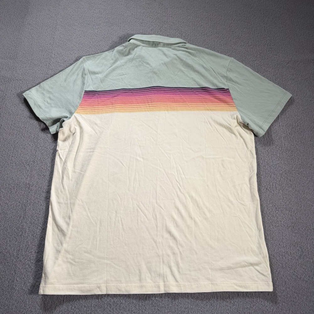Marine Layer Polo Shirt Striped Grey Mist Short Sleeve Mens L/XL New - Picture 6 of 10